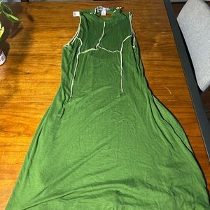 Green contrast stitch dress